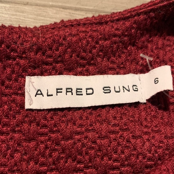 ALFRED SUNG Textured Red Mini Dress - Picture 2 of 3